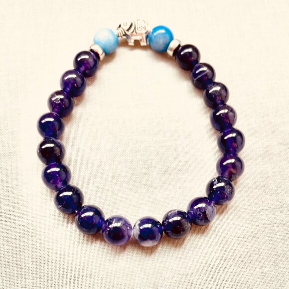 Purple Amethyst Elephant Mala Bracelet - Picture 3 of 8